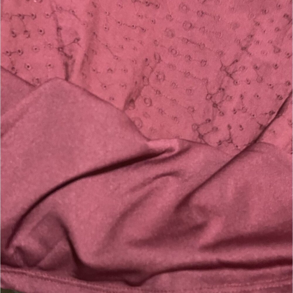 Lane Bryant Short Sleeve Embroidered Eyelet Burgundy Babydoll Top Plus Size 16 - Picture 11 of 12